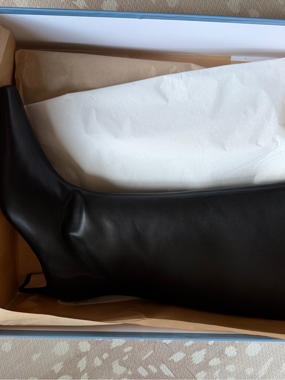 STAUD Black Leather Wally 55mm Mid Calf Heel Boot - Picture 8 of 9